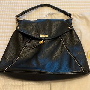 Onna Ehrlich luxury leather tassel zipper satchel. Black. Excellent Condition